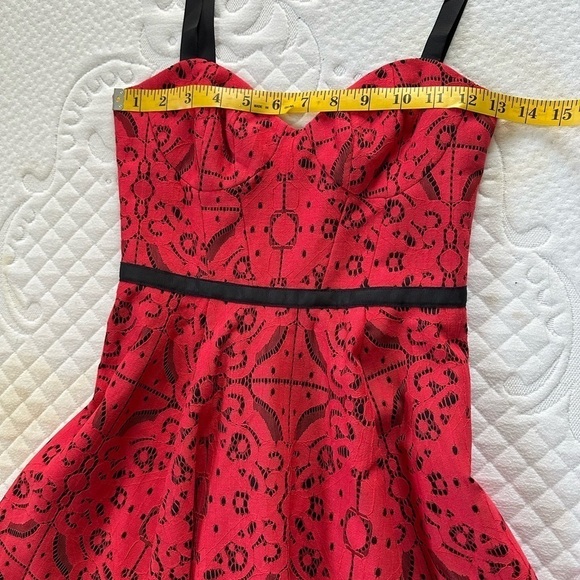 ASOS Dress Spaghetti Strap Red Floral Corset Bodice Sz 0 - Picture 10 of 11